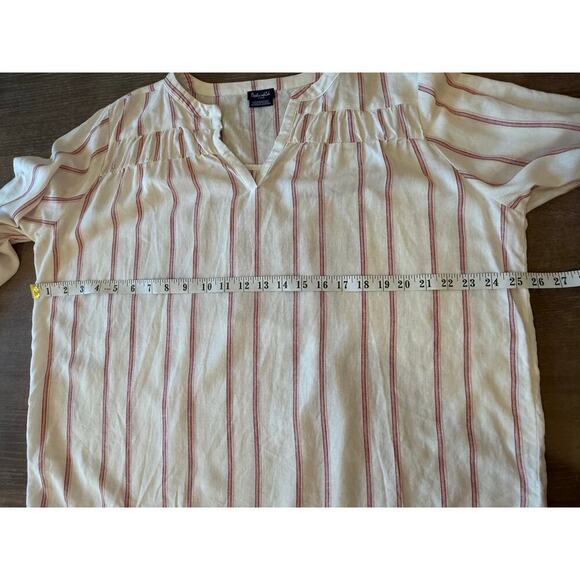 SPLENDID Linen Blend Pink Striped Boho Top Shirt Blouse Women size XL - Picture 7 of 8